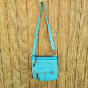 Fossil Morgan Traveler Crossbody Bag Turquoise Pebble Leather